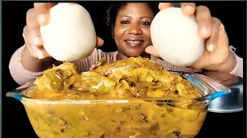 African food mukbang oha soup and fufu Nigeria food ASMR