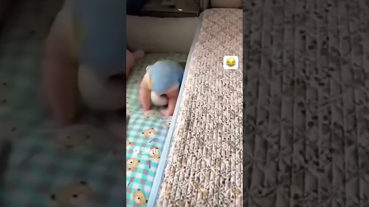 cute baby fall down from bed 🛏️