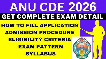 ANU CDE 2026 Notification (Out), Application, Dates, Eligibility, Syllabus, Pattern, Admit Card