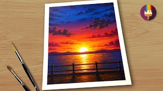 Paint a Vibrant Lake Sunset with Acrylics | Step by Step for Beginners