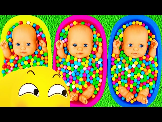 Full of 3 Rainbow BathTubs Candy with M&M's & Magic Slime Cutting Video