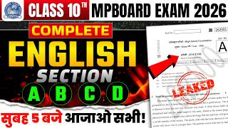 Class 10th English Important Question Answer Mpboard Exam 2026  Class 10english Mpboard Paper 2026