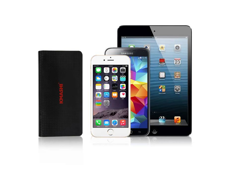 Kmashi MP836 15000mAh (2Amp+1Amp Output,2A Input) Dual USB Fast Charging External Battery Pack