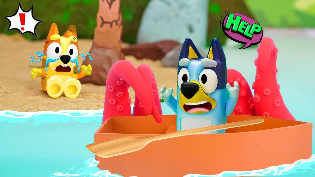 BLUEY Alone On The Boat! 🛶 Sea Monster Dream & Safety Lesson | Bluey Toys Pretend Play