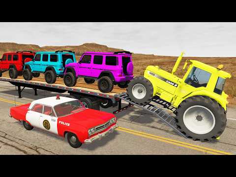 Flatbed Truck Mcqueen | Transportation with Truck - Pothole vs Car #14 - BeamNG.Drive