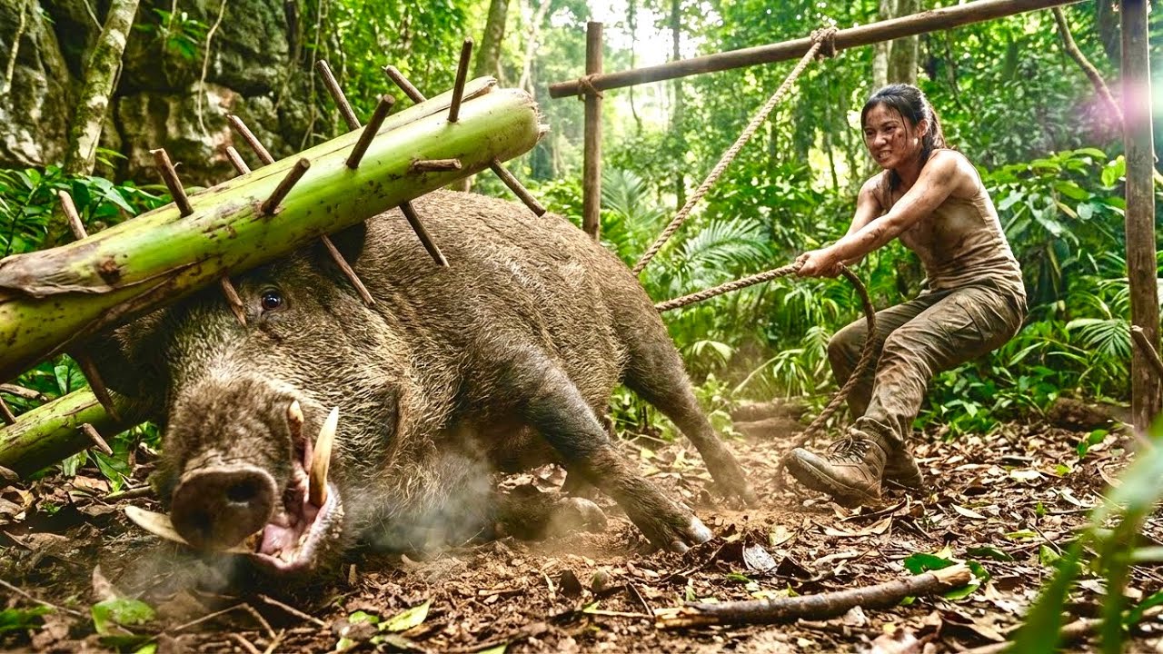 Surviving in The Wild, Tracking Wild Boar Footprints, And Setting An Effective Handmade Trap