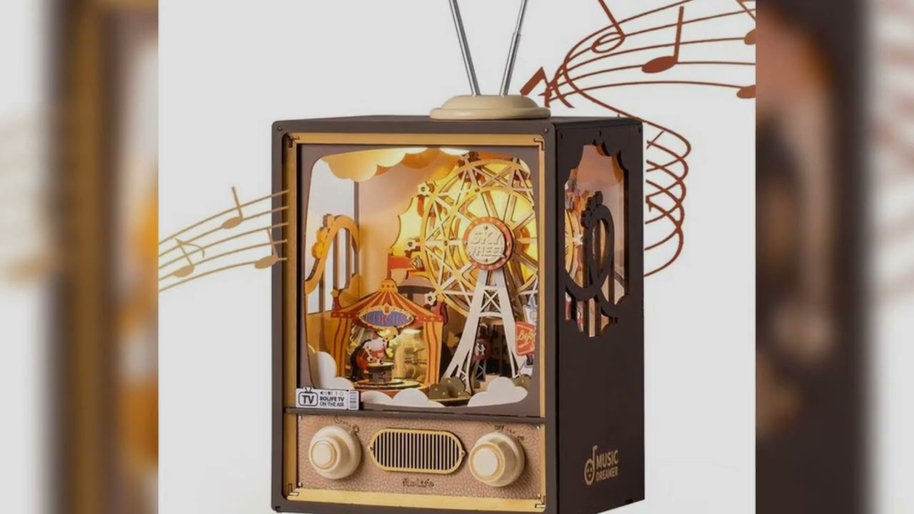 A must-have product! Robotime Rolife Sunset Carnival Music Boxes with Lights Ferris Wheel Home Dec