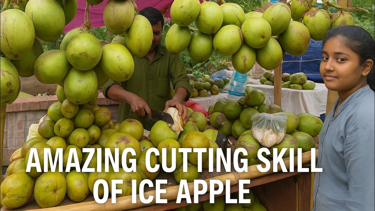 Special fruit ice apple very faster cutting skill! Bangladeshi street food