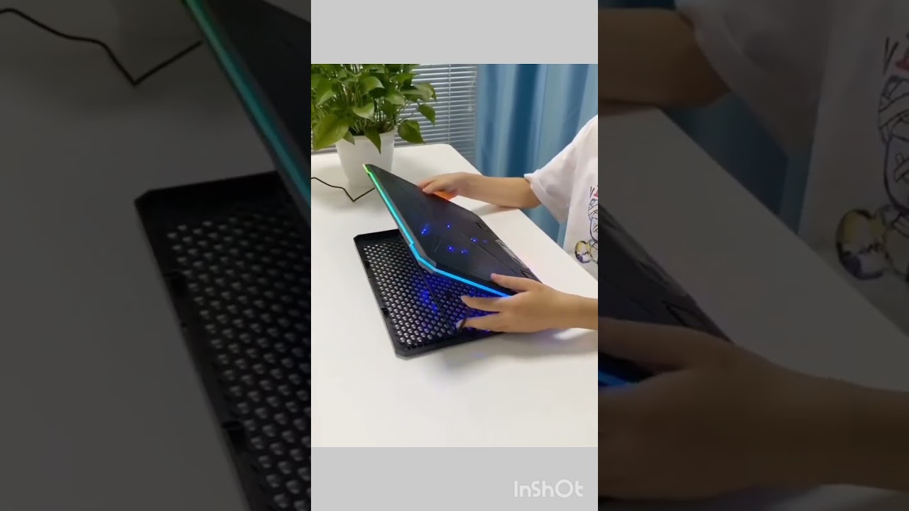 Pc Stand Cooler Pad - Quiet Adjustable RGB Laptop Cooler