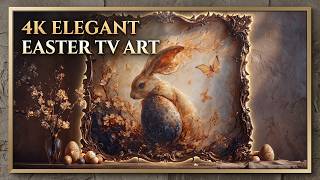 Samsung Frame TV Art 4K | Elegant Easter Bunny with Ornamental Egg | Elegant Gold Frame screenshot 5