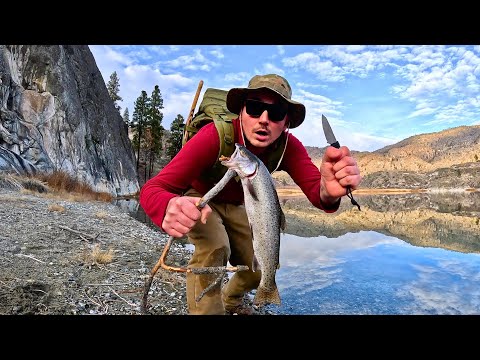 Giant Trout Fishing & SOLO Survival!! NO FOOD NO WATER (Catch & Cook)