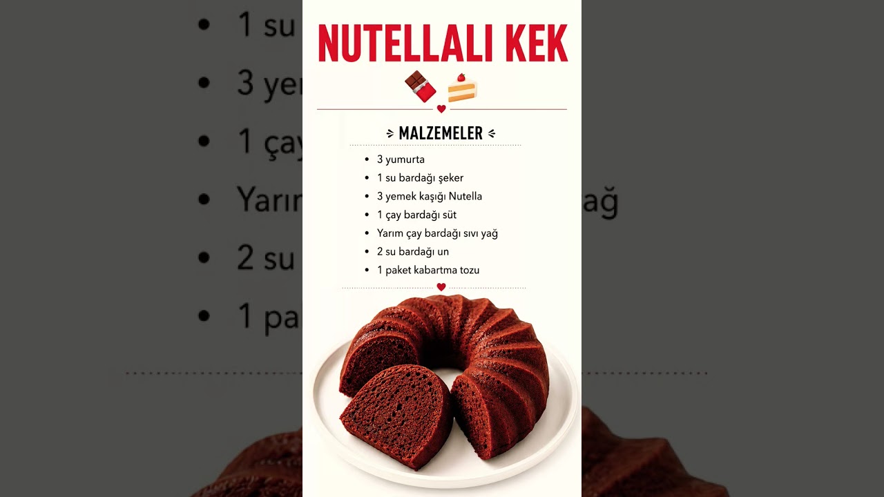 🍫🍰 NUTELLALI KEK 😍✨#nutellalıkek #kektarifi #çikolatalıkek #evdeyap #tatlıtarifi  #kahveyanı
