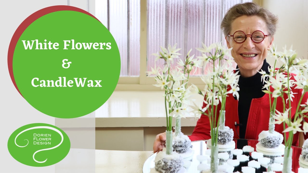 WHITE FLOWERS & CANDLE WAX. How to Make, Step by Step Tutorial. YouTube