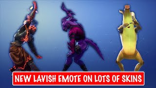 new lavish emote on all season 8 battle pass skins random and funny skins - fortnite season 9 roxy