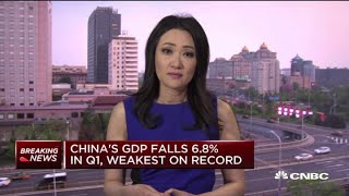 China GDP contracts 6.8% in Q1, marking the weakest report on record