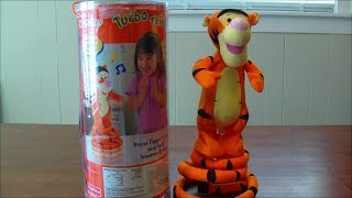 DISNEY'S TURBO TAIL TIGGER ELECTRONIC SINGING BOUNCING PLUSH TOY VIDEO REVIEW