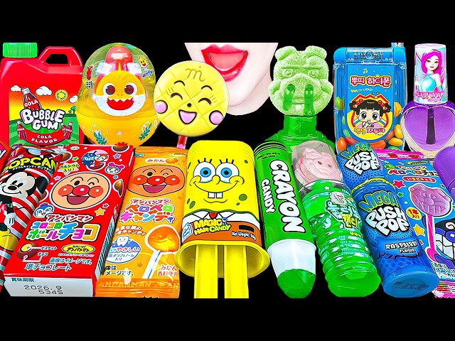 ASMR RAINBOW CANDY🌈ANPANMAN CHOCOLATE BABY SHARK EDIBLE HAIR JELLY 호빵맨 초콜릿 아기상어 젤리먹방 EATING MUKBANG
