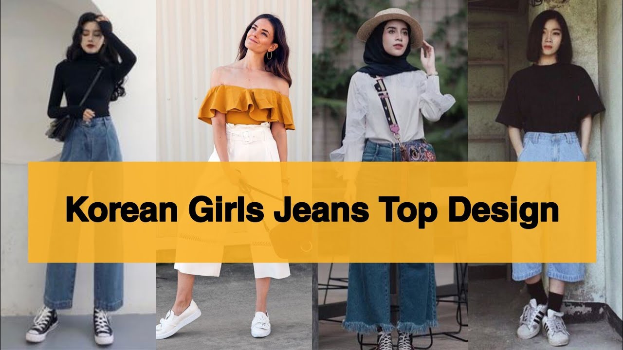 Korean Jeans and tops Design Idea For Girls 2022 | Jeans t-shirt Designg| Korean Denim Outfit|