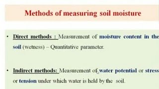 Methods of Soil moisture estimation