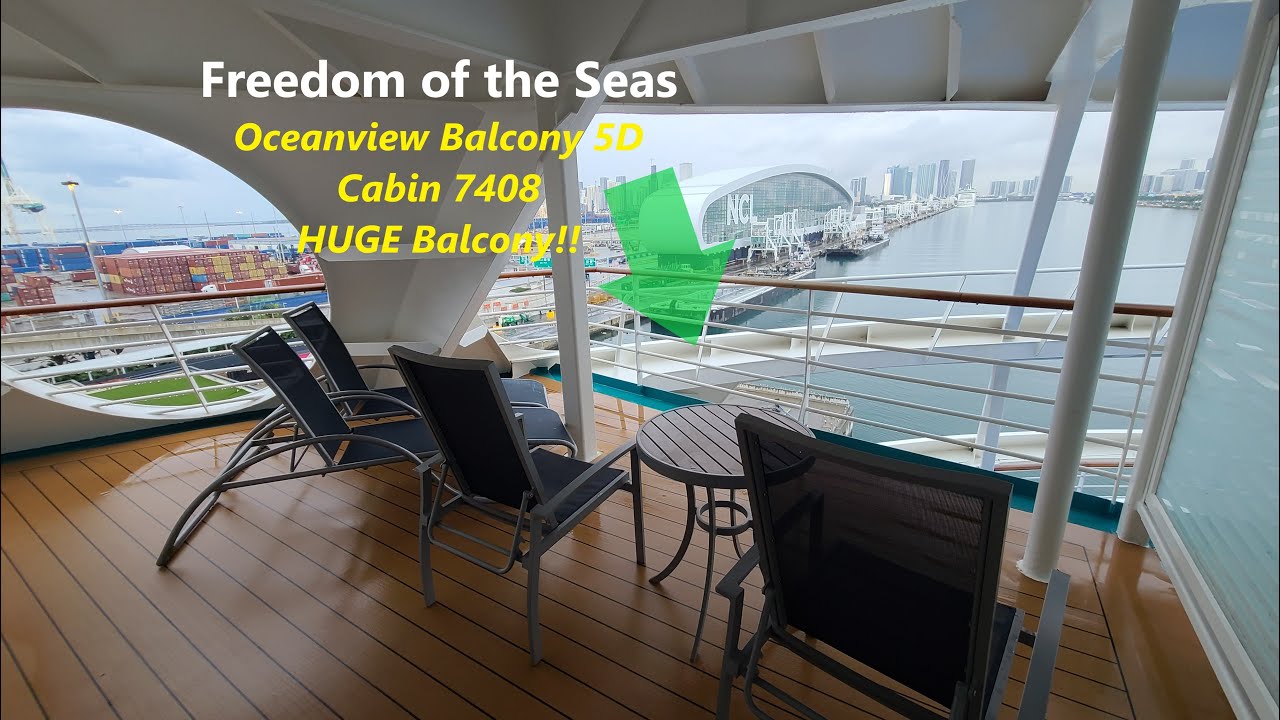 [4K] Freedom of the Seas Aft Corner Oceanview Balcony 5D Cabin Tour