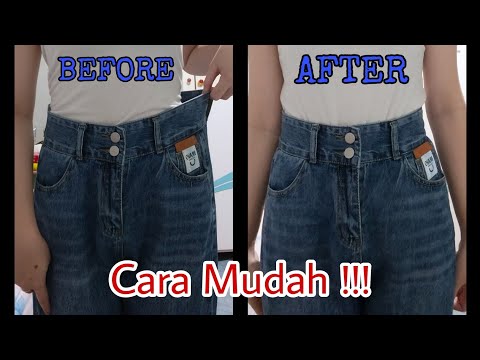 EASILY DOWNSIZE THE WAIST OF JEANS🌻Cara Mudah Mengecilkan pinggang celana jeans | Alu Jung