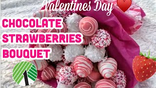 HOW TO MAKE DOLLAR TREE VALENTINES CHOCOLATE COVERED STRAWBERRIES BOUQUET UNDER $15