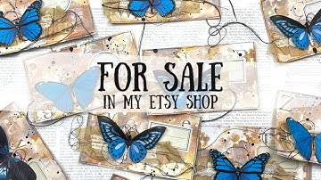 SOLD OUT in my Etsy Shop | Index cards with butterfly focal point | 🦋ShanoukiArt🦋🧿