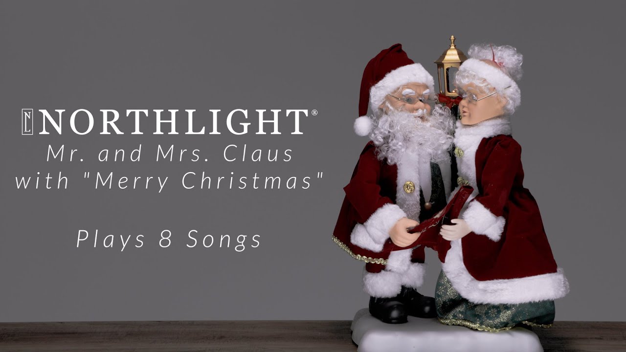 Animated & Musical Mr. & Mrs. Claus Figures with Lighted Lamppost