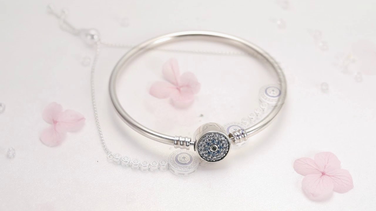 Bamoer Authentic 925 Sterling Silver Clear Snake Chain Heart Bangle & Bracelet Luxury Jewelry