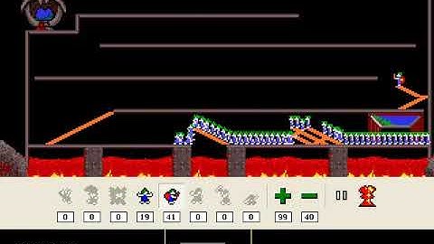 Lemmings Tricky Level 8: Lem sanctuary in sight