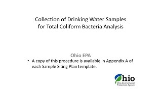 Collection of Total Coliform Drinking Water Samples