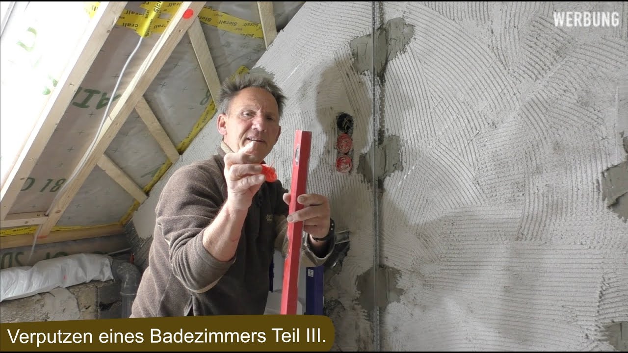 Verputzen eines Badezimmers, Teil III,  plastering a bathroom incl. Vorarbeiten. / CM - Müller
