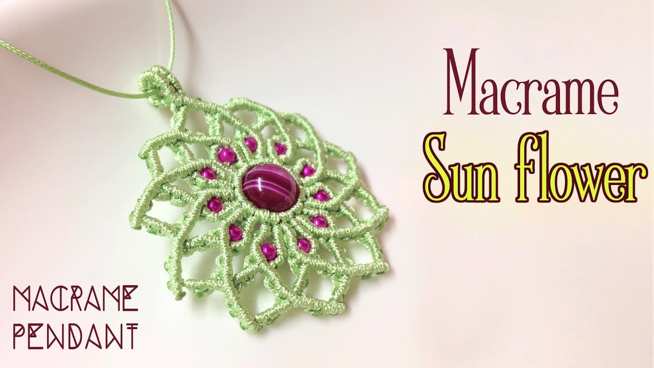 Macrame pendant tutorial: The sun flower - Simple macrame idea craft