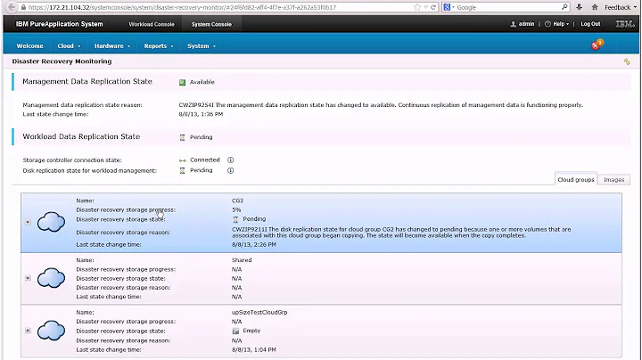 Disaster recovery in IBM PureApplication System