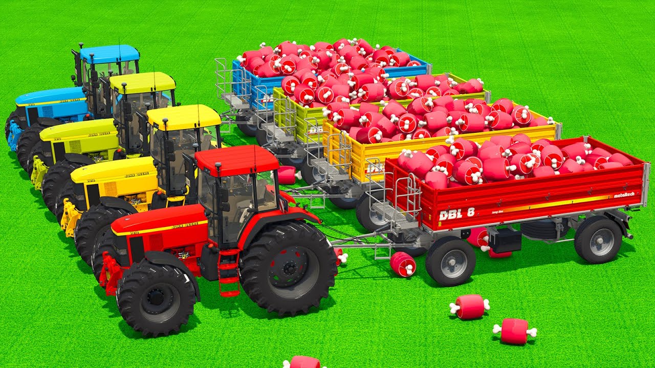 LOAD AND TRANSPORT MEAT WITH JOHN DEERE TRACTORS & LOADERS - Farming Simulator 25