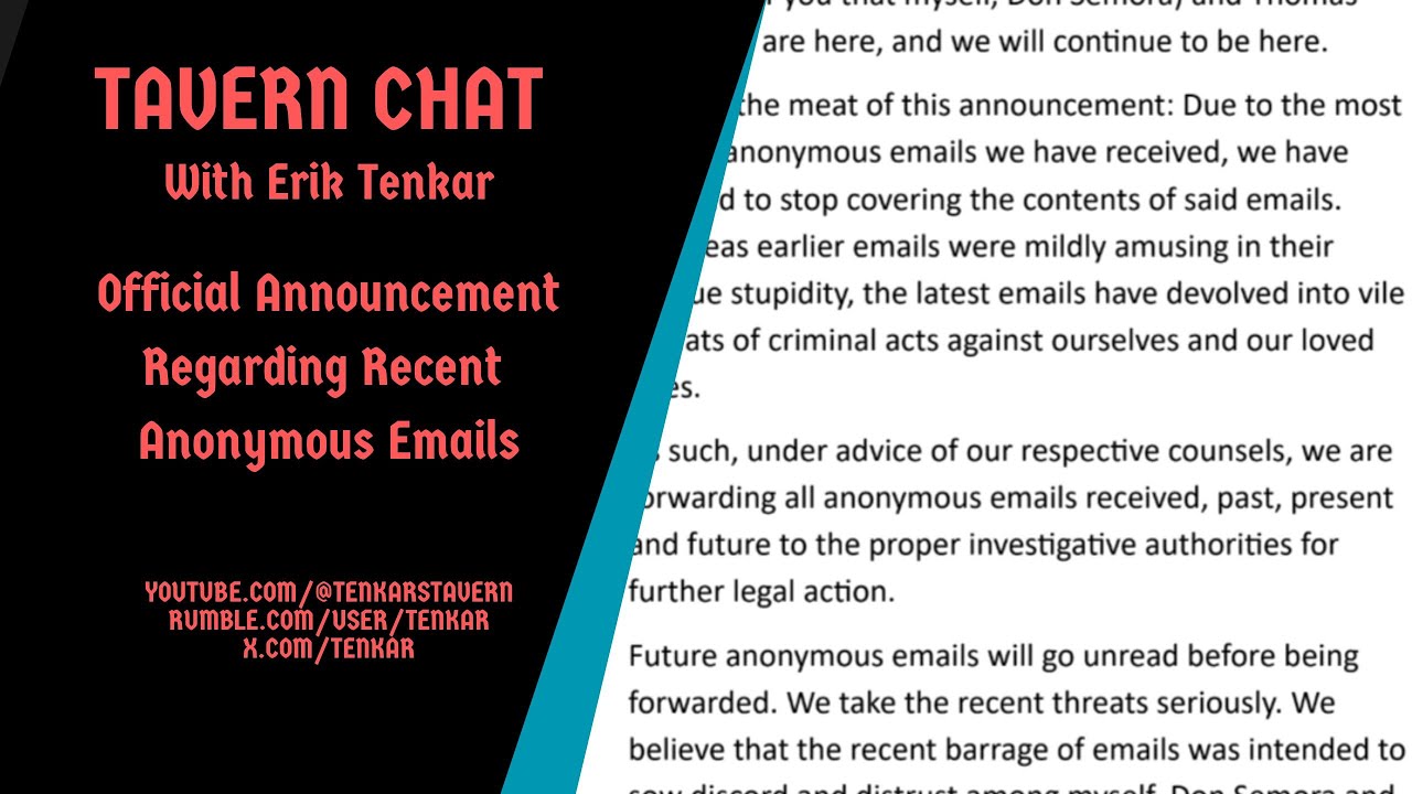 Official Announcement Regarding Recent Anonymous Emails