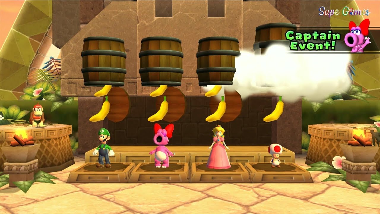 Mario Party 9 - DK's Jungle Ruins Peach vs Birdo, Luigi, Toad (Master COM) - Supe Games