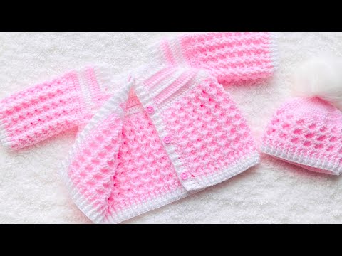BEAUTIFUL Cardigan sweater with CRYSTAL WAVES CROCHET STITCH PATTERN LEFT HAND EASY AND FAST