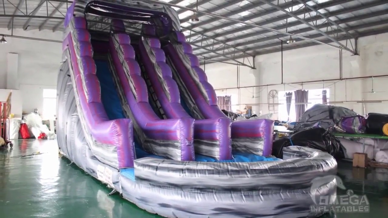 20FT Purple Rock Dual Lane Water Slide