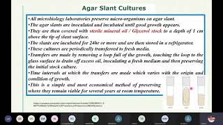 Maintenance and Preservation of Cultures
