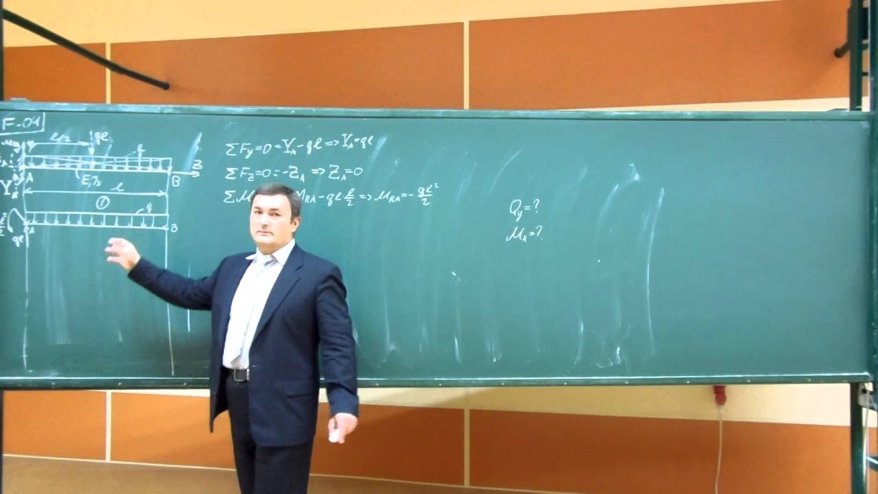 Сопротивление материалов. F-04 (консольная плоская балка, распределённая нагрузка).