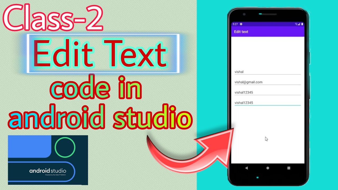 Edit Text code create in android studio || class-2 - YouTube