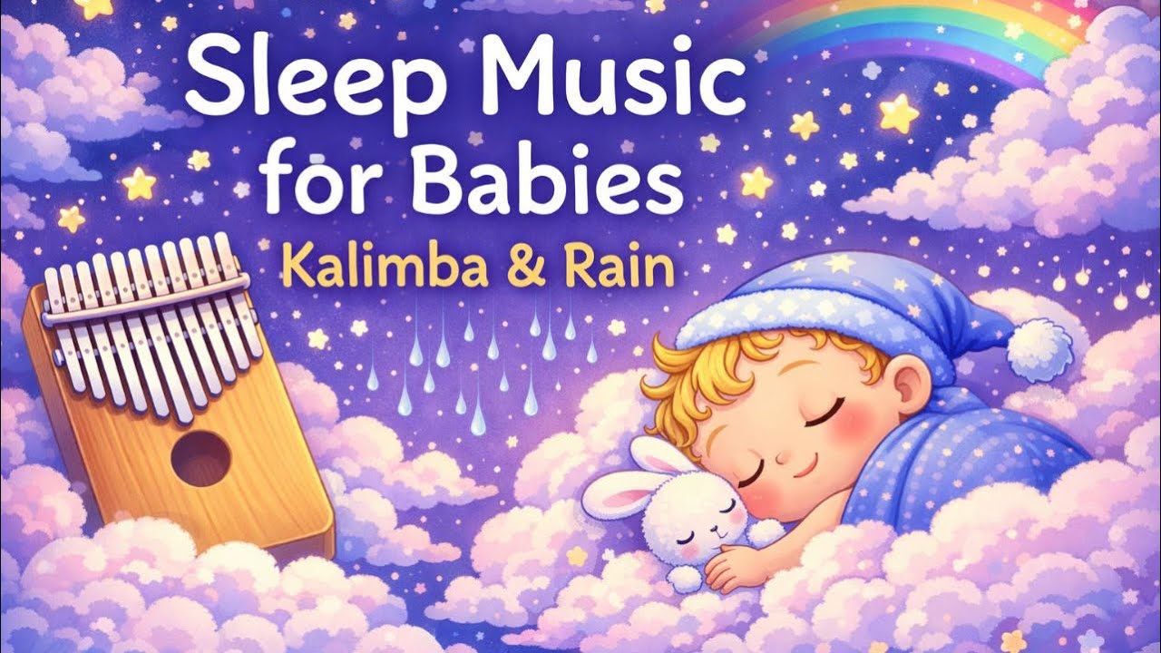Sleep Music for Babies | 3 Hours long | Kalimba & Rain