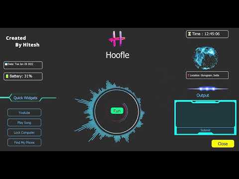 Hoofle Assistant demo | Python voice assistant with GUI | Quick demo