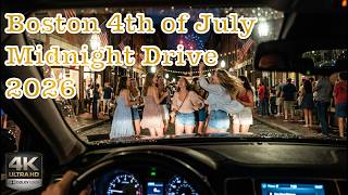 [4K] Boston 4th of July Midnight ASMR Drive • Historic Boston Common Crowd & City Sounds • 2026
