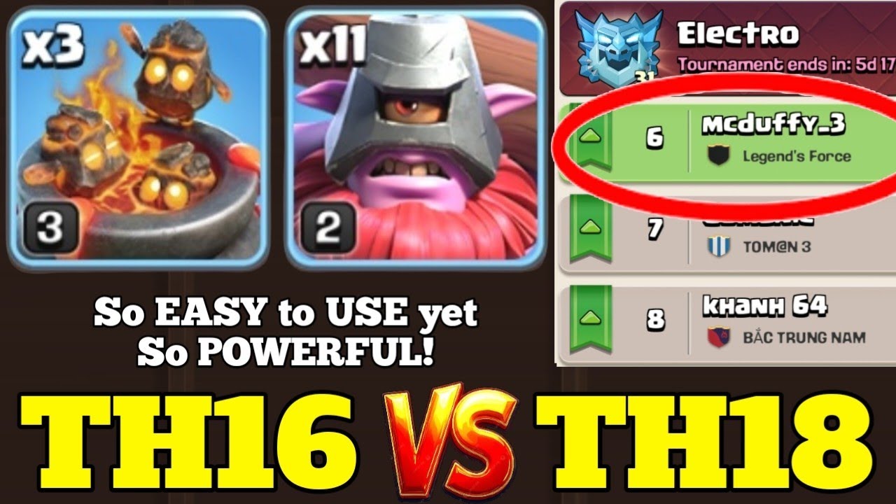 Best META for TH16 vs TH18: GW walk + 3X Furnace + 11X Thrower is