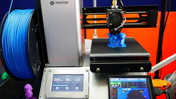 Monoprice Select Mini Pro in action - Time-Lapse 3D Printing Lucky Cat- EcoTough™ PLA Blue filament!