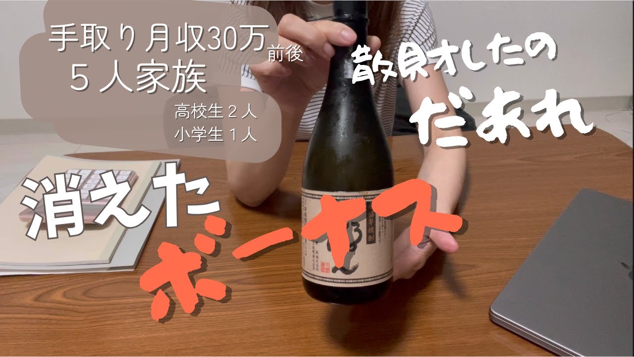 【音声あり】家計管理１から見直し！ボーナスの使い道を振り返る/消えたボーナスは一体何処へ！？/手取り30万円 前後/５人家族/赤字家計