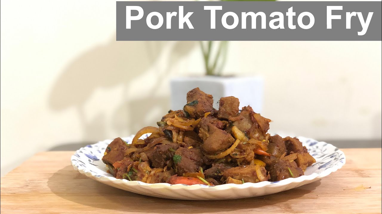 Pork Tomato Fry Recipe Fatless Pork Fry with Less Oil Pork Dry Fry
