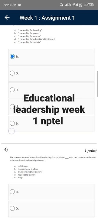 educational leadership nptel assignment week 1 - YouTube